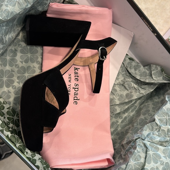 Kate Spade Black Suede Platform Sandals 9 - Picture 11 of 13